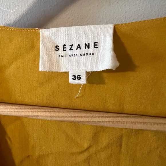 Sézane Anita Silk Blouse in Grands Fleurs Safran Mustard Yellow EU 38 (US 6) - Picture 8 of 13